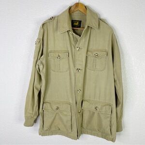 Vintage Branded Lion Khaki Silk Blend Safari Shirt Jacket